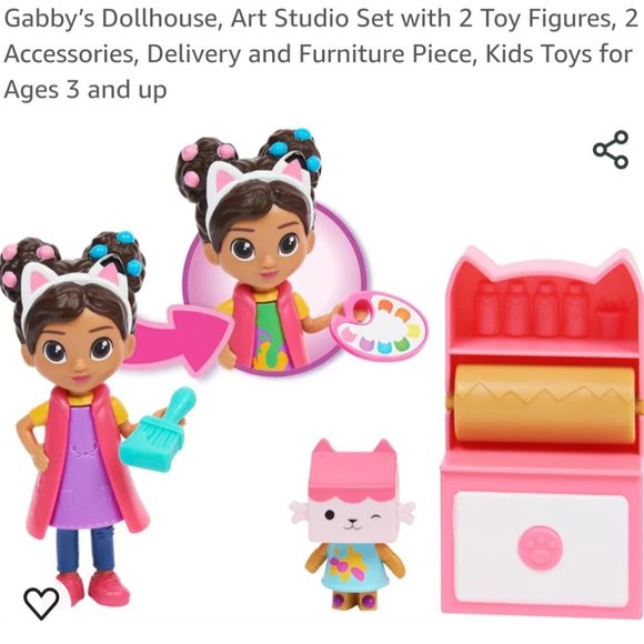 Gabby’s Dollhouse, Art Studio Set with 2 Toy Figures, 2 Accessories, Deliver - Picture 6 of 6
